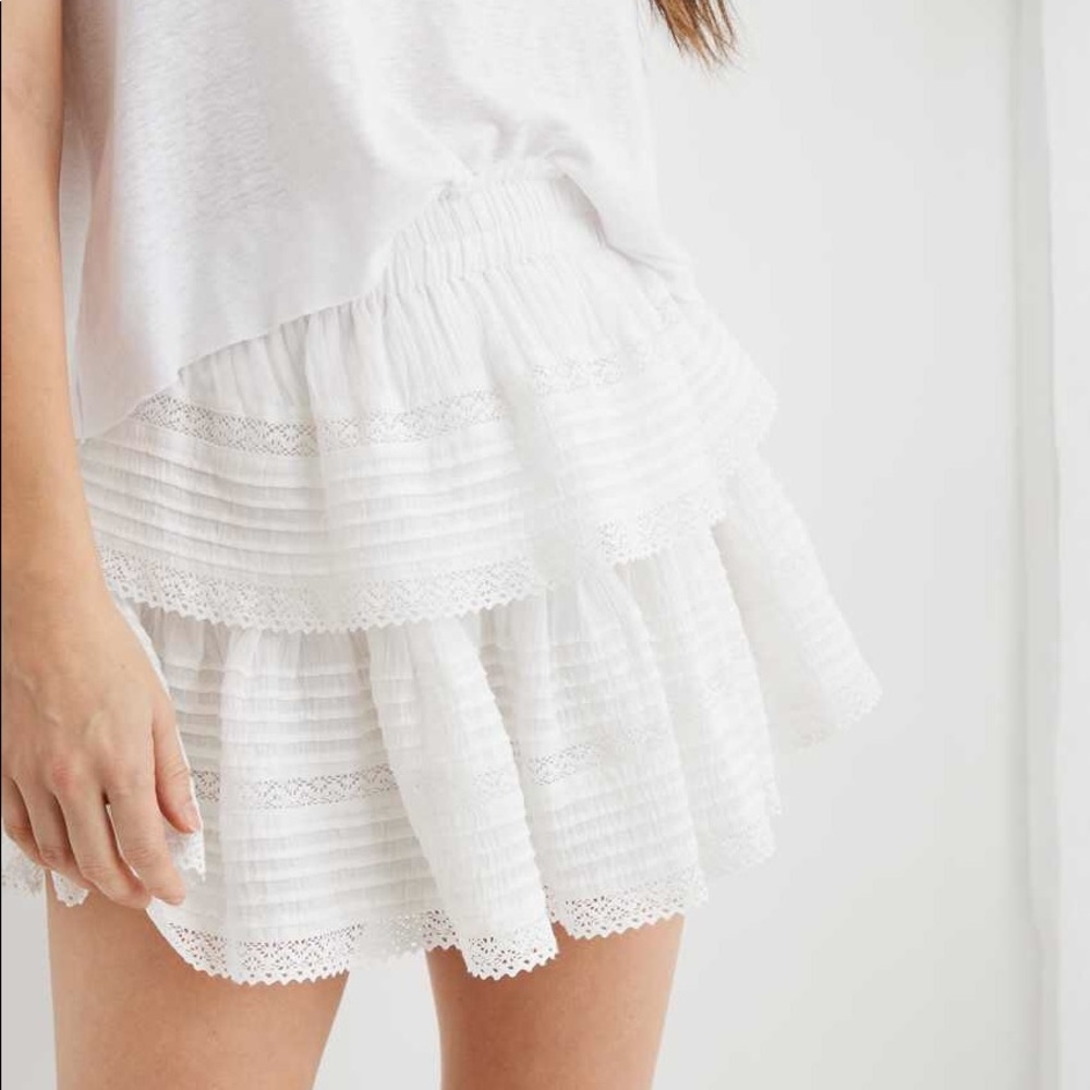 Aerie Rock N Ruffle Skirt in white